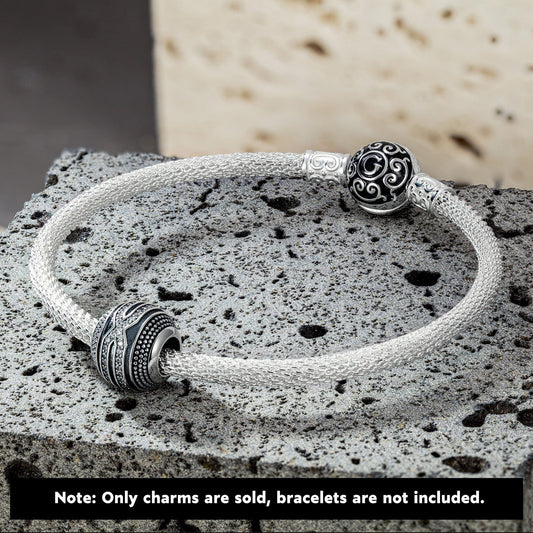 gona- Sterling Silver XL Size Mystery Passage Charms In Blackened 925 Sterling Silver Plated For Men