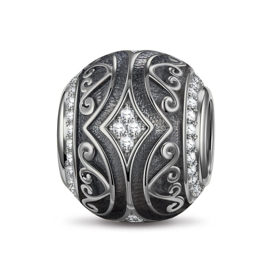 gona- Sterling Silver XL Size Life and Recovery Charms With Enamel In Blackened 925 Sterling Silver Plated For Men