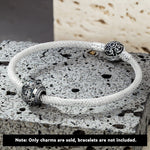 Sterling Silver XL Size Mechanical Beauty Charms With Enamel In Blackened 925 Sterling Silver Plated For Men