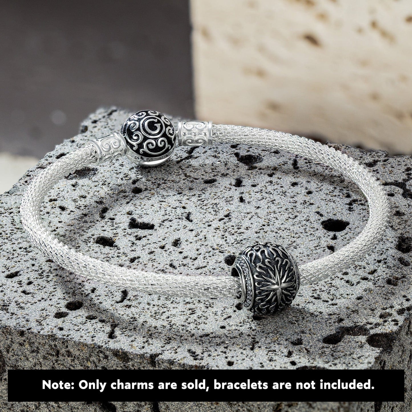 Sterling Silver XL Size Destruction Charms With Enamel In Blackened 925 Sterling Silver Plated For Men