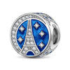 Sterling Silver Blazing Eiffel Tower Charms With Enamel In White Gold Plated