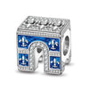 Sterling Silver Arc de Triomphe Charms With Enamel In White Gold Plated