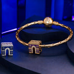 Sterling Silver Arc de Triomphe Charms With Enamel In White Gold Plated