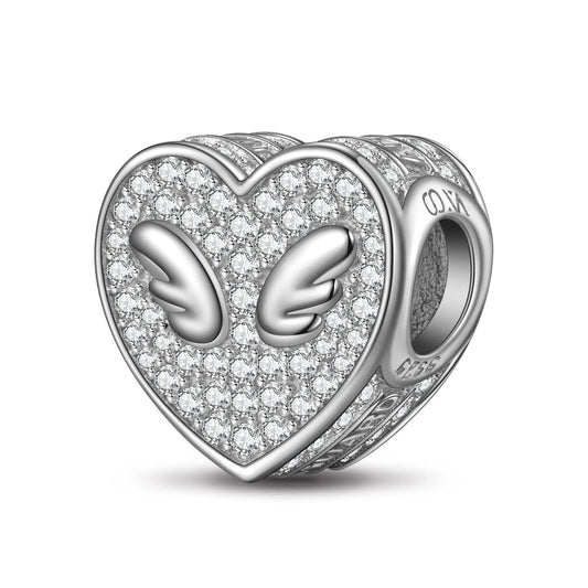 gona- Sterling Silver Angel Wings Charms With Enamel in White Gold Plated