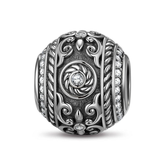 gona- Sterling Silver XL Size Holy Glory Charms With Enamel In Blackened 925 Sterling Silver Plated For Men
