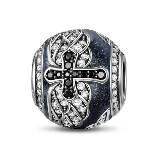 gona- Sterling Silver XL Size Redemption Charms With Enamel In White Gold Plated For Men
