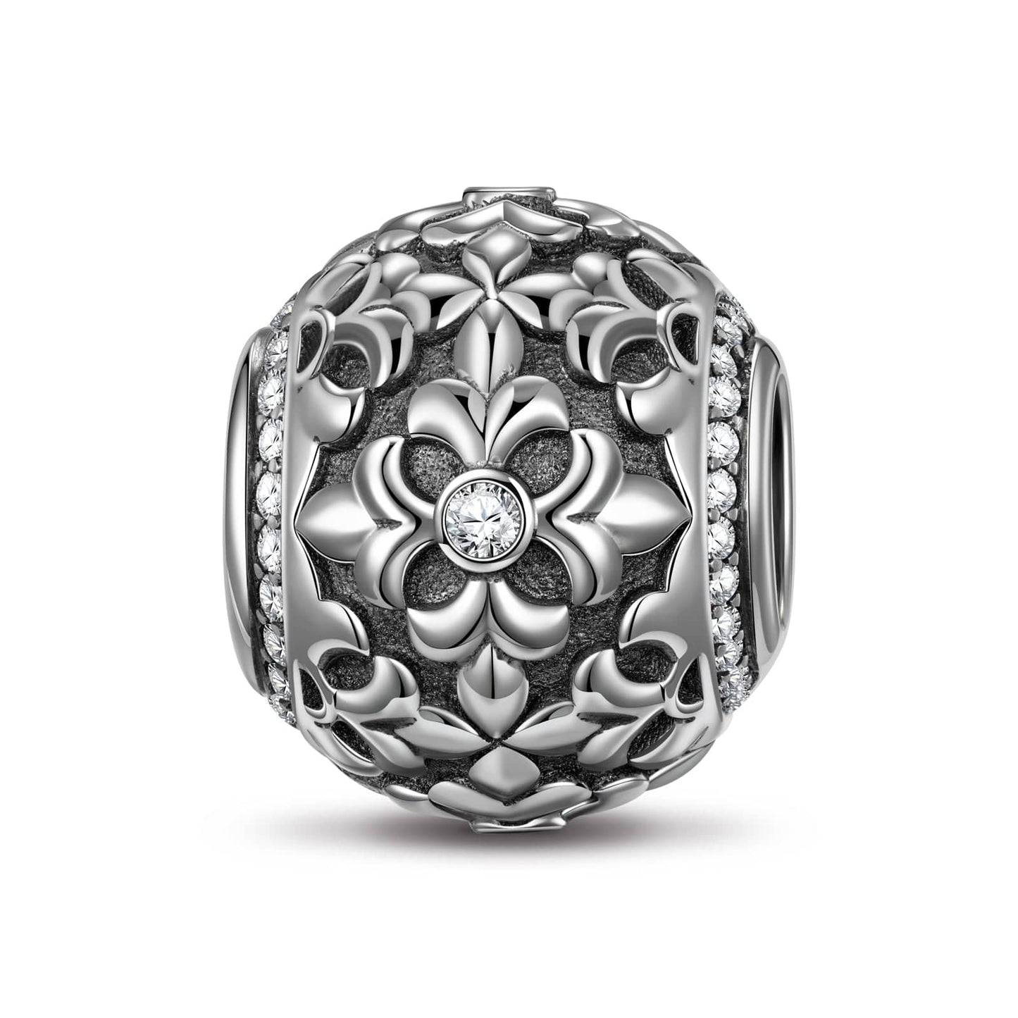 Sterling Silver XL Size Prosperity Charms With Enamel In Blackened 925 Sterling Silver Plated For Men