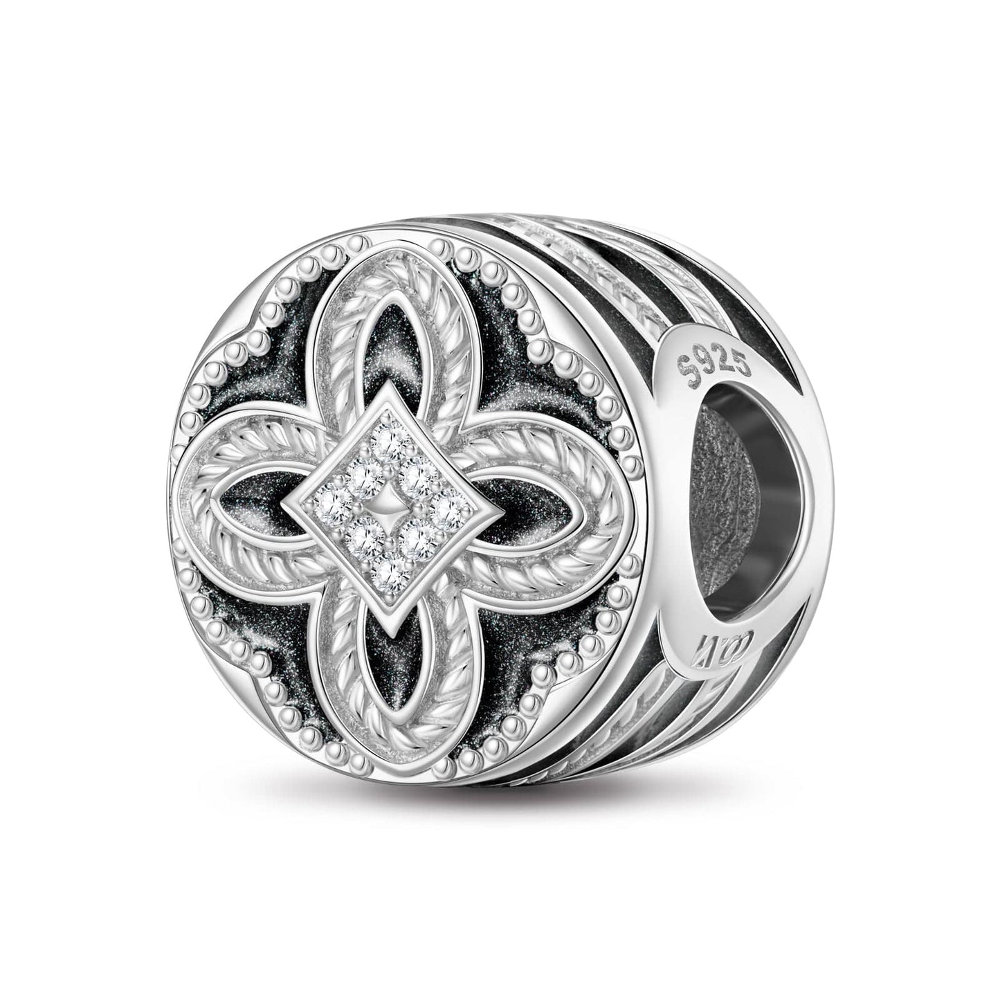Sterling Silver XL Size The Quadratic Law of Faith Charms With Enamel In White Gold Plated For Men