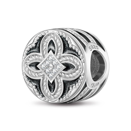 gona- Sterling Silver XL Size The Quadratic Law of Faith Charms With Enamel In White Gold Plated For Men