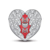 Sterling Silver Mother's Love Clips With Enamel In White Gold Plated