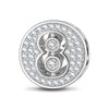 Sterling Silver Number Eight Charms In White Gold Plated