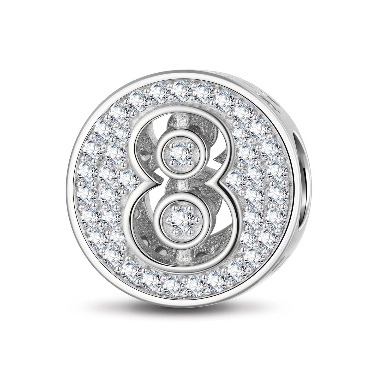Sterling Silver Number Eight Charms In White Gold Plated