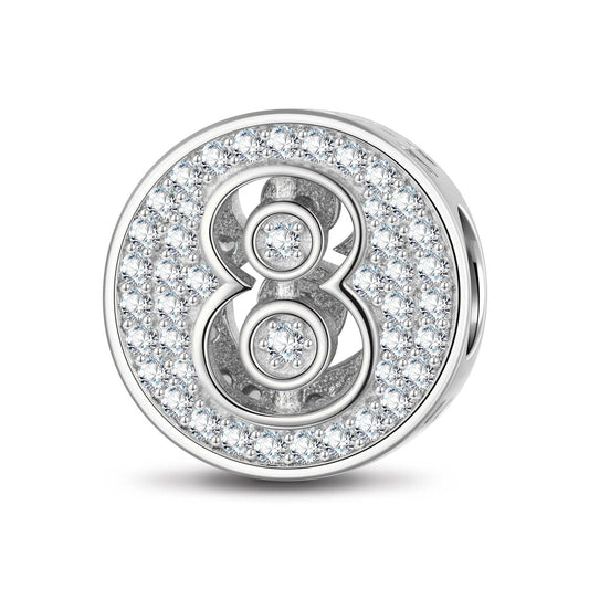 gona- Sterling Silver Number Eight Charms In White Gold Plated