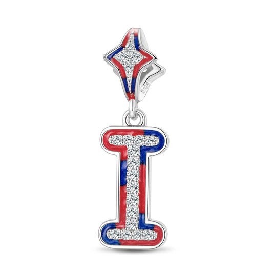 gona- Sterling Silver I Love Paris - Letter I Dangle Charms With Enamel In White Gold Plated