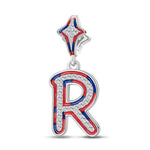 Sterling Silver I Love Paris - Letter R Dangle Charms With Enamel In White Gold Plated