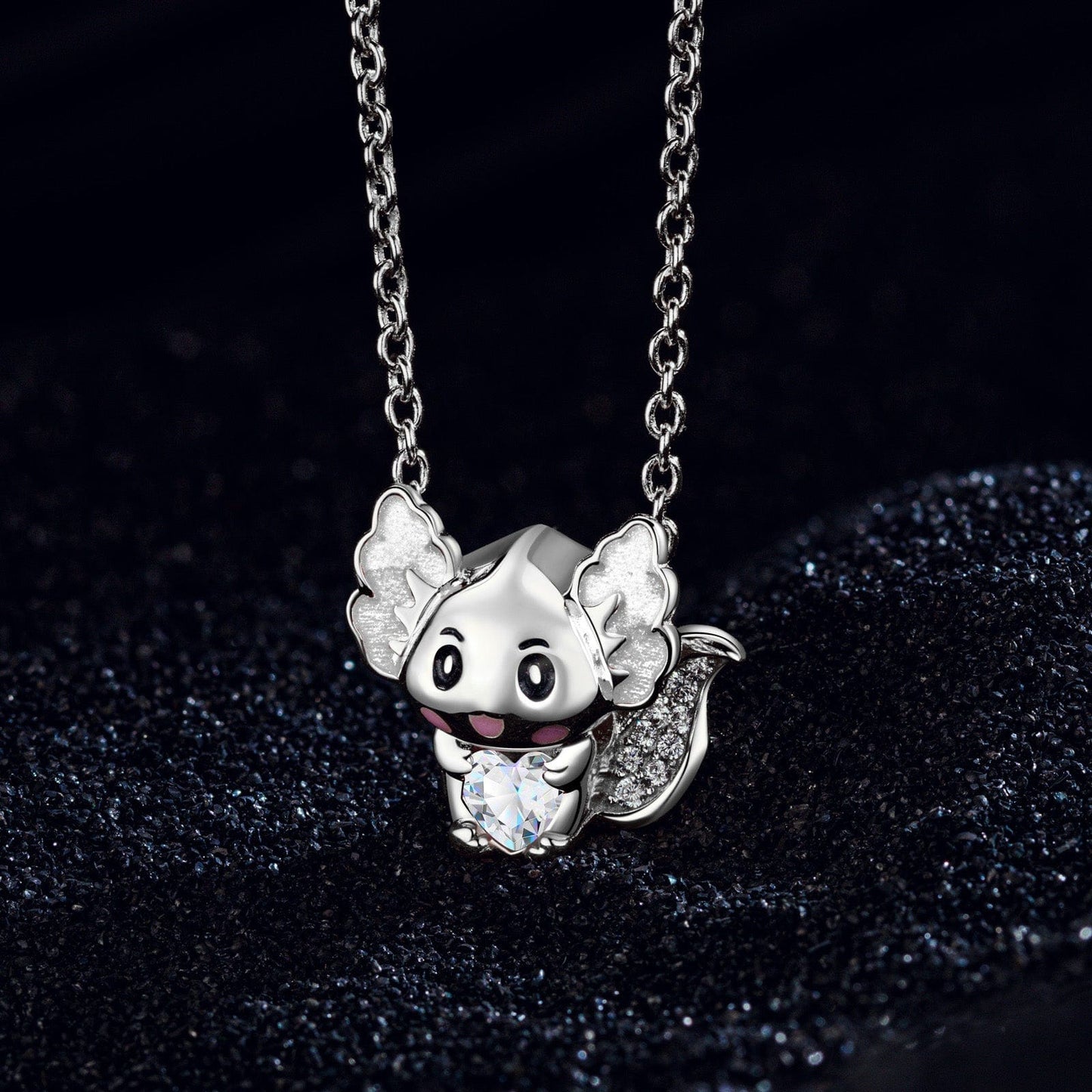 Sterling Silver Lovely Axolotl Birthstone Charms With Enamel In White Gold Plated - Heartful Hugs Collection