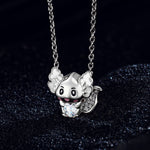 Sterling Silver Lovely Axolotl Birthstone Charms With Enamel In White Gold Plated - Heartful Hugs Collection