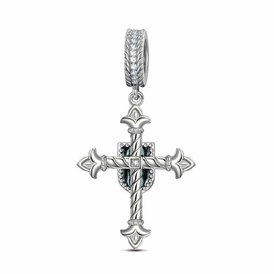 gona- Sterling Silver XL Size The Eye of God Dangle Charms With Enamel In Blackened 925 Sterling Silver Plated For Men