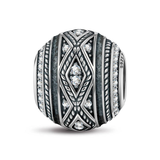 gona- Sterling Silver XL Size Infinite Charms With Enamel In Blackened 925 Sterling Silver Plated For Men