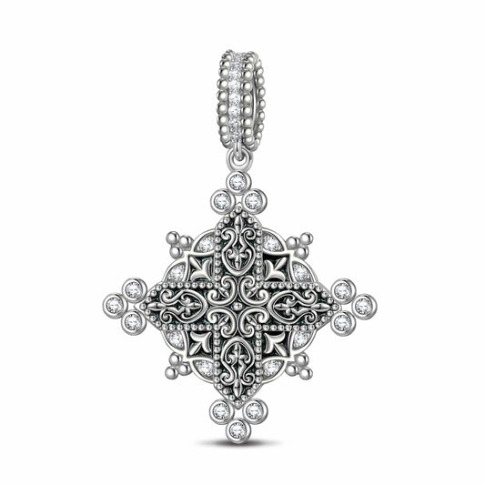 gona- Sterling Silver XL Size Light of Glory Dangle Charms With Enamel In Blackened 925 Sterling Silver Plated For Men