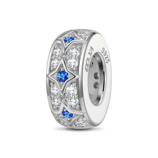gona- Sterling Silver Starshine Spacer Charms In White Gold Plated