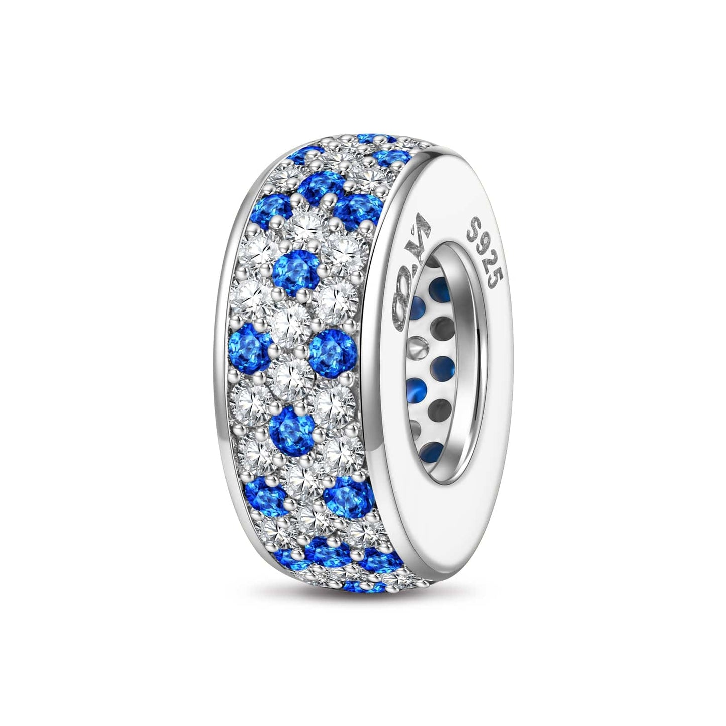 Sterling Silver Twinkling Stars Spacer Charms In White Gold Plated