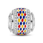 Stained Glass Window Sterling Silver Lucky Charms With Enamel In White Gold Plated