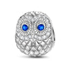 Sterling Silver Snowy Owl Animal Charms In White Gold Plated