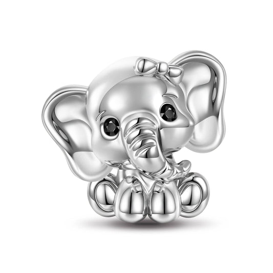 gona- Sterling Silver Baby Elephant Animal Charms In White Gold Plated