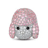 Sterling Silver Pink Poodle Animal Charms In White Gold Plated