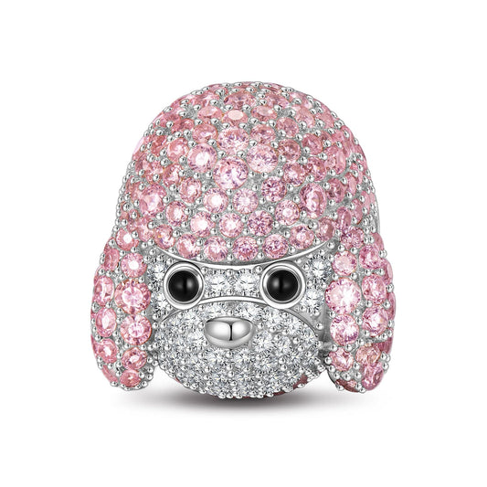 gona- Sterling Silver Pink Poodle Animal Charms In White Gold Plated