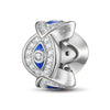 Sterling Silver Devil's Eye Spacer Charms In White Gold Plated