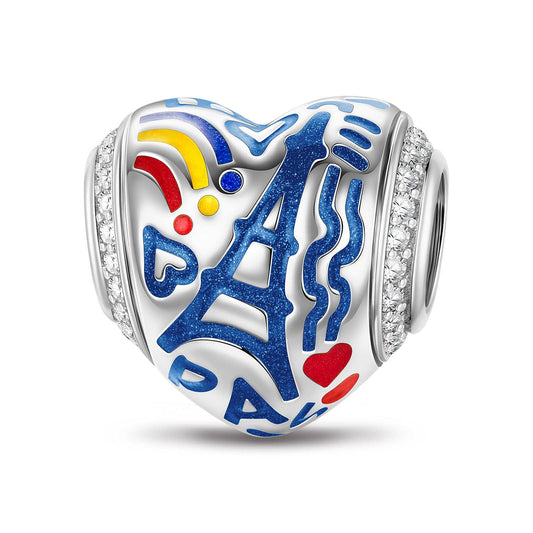 gona- Sterling Silver Romantic Graffiti Charms With Enamel In White Gold Plated