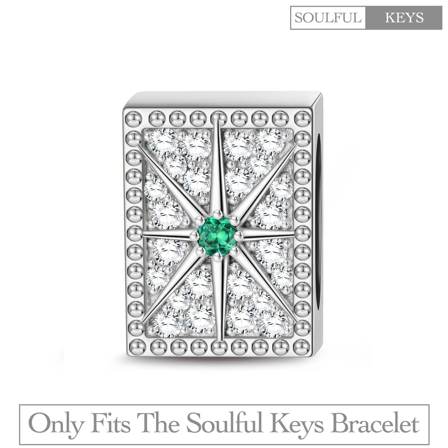 Sterling Silver Shining Octagram Rectangular Charms In White Gold Plated