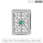 Sterling Silver Shining Octagram Rectangular Charms In White Gold Plated