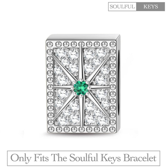 gona- Sterling Silver Shining Octagram Rectangular Charms In White Gold Plated