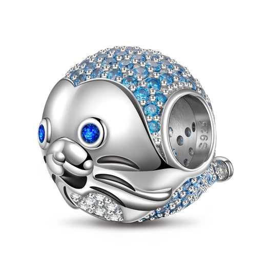 gona- Sterling Silver Baby Seal Animal Charms In White Gold Plated