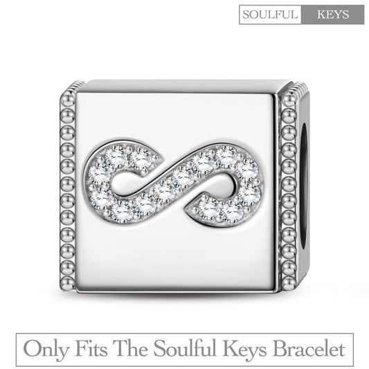 gona- Sterling Silver Infinite Rectangular Charms In White Gold Plated