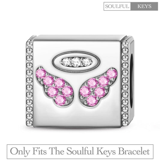 gona- Sterling Silver Angel Wings Rectangular Charms In White Gold Plated