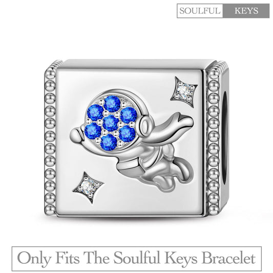 gona- Sterling Silver Enjoy the Space Rectangular Charms In White Gold Plated