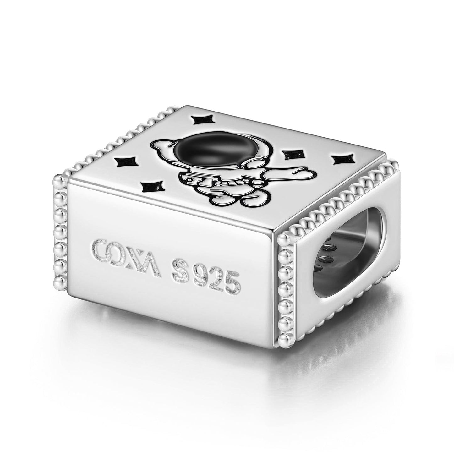 Sterling Silver Enjoy the Space Rectangular Charms In White Gold Plated