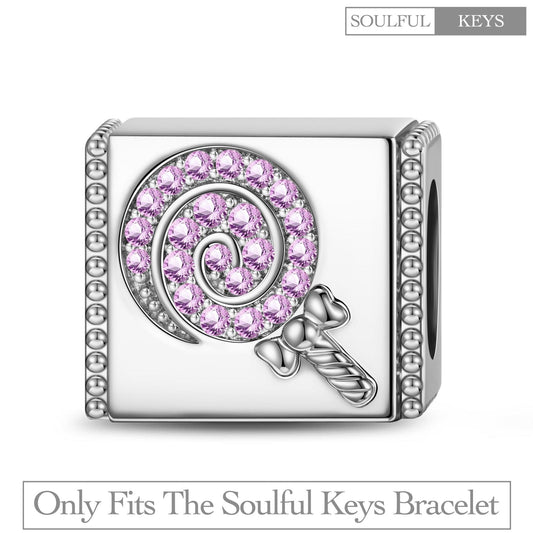 gona- Sterling Silver Treat or Trick Rectangular Charms In White Gold Plated