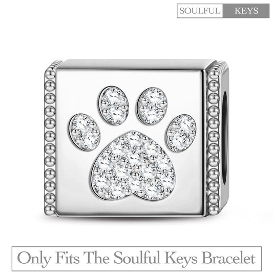 gona- Sterling Silver Lovely Paw Rectangular Charms In White Gold Plated