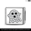 Sterling Silver Wandering Ghost Rectangular Charms In White Gold Plated