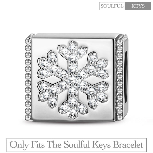 gona- Sterling Silver Snowflake Rectangular Charms In White Gold Plated