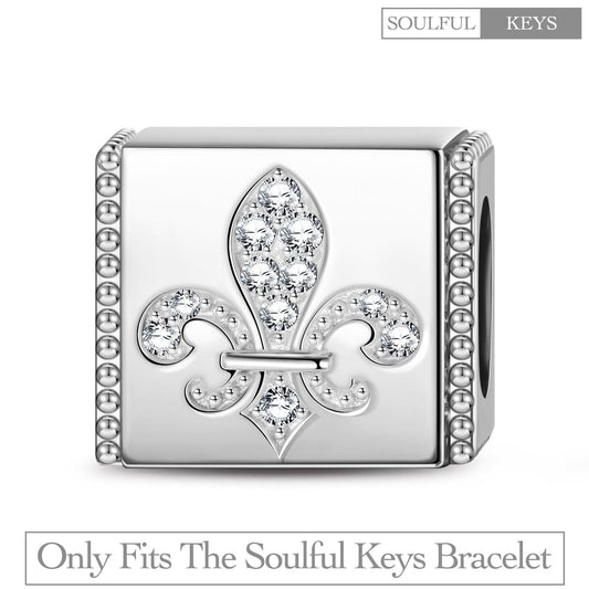 gona- Sterling Silver Iris Rectangular Charms In White Gold Plated