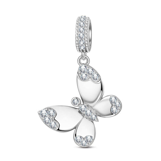 gona- Sterling Silver Butterfly Animal Dangle Charms In White Gold Plated