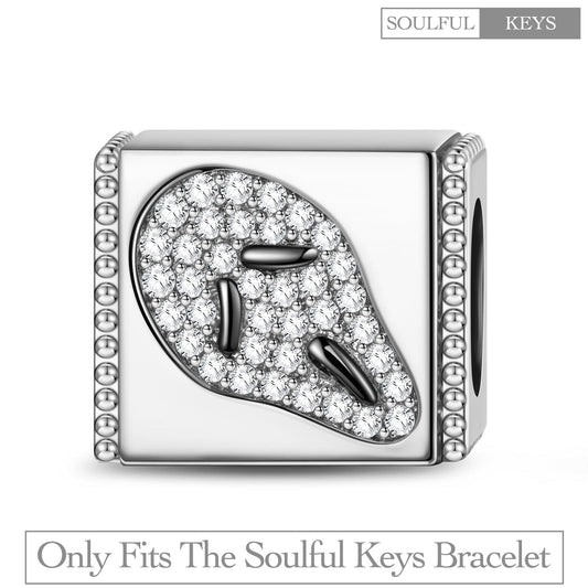 gona- Sterling Silver Screaming Ghost Rectangular Charms In White Gold Plated