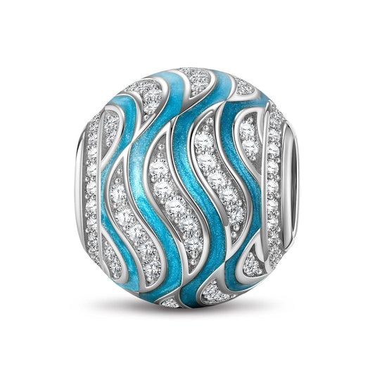 gona- Sterling Silver Roaming in the Sea Charms With Enamel In White Gold Plated