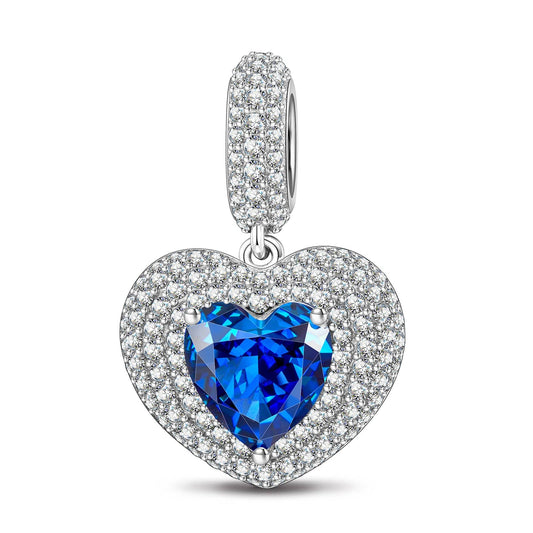 gona- Sterling Silver Ocean Heart Dangle Charms In White Gold Plated